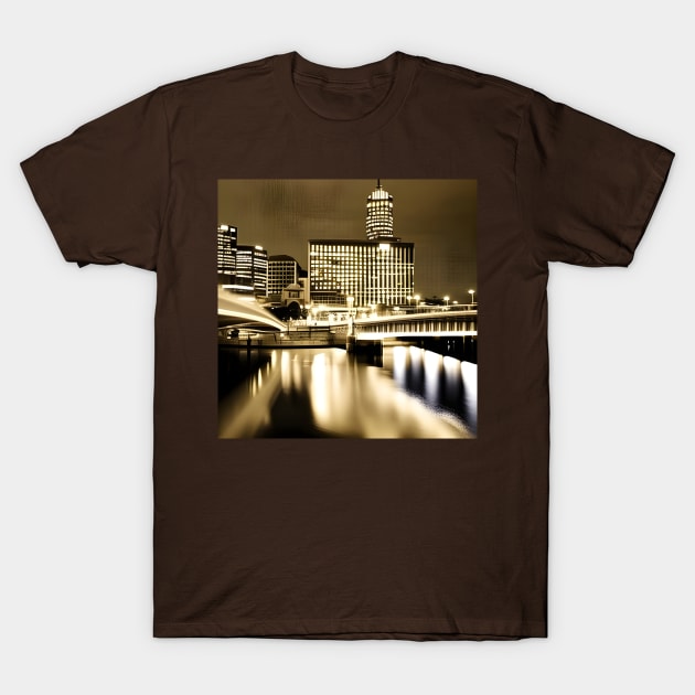 Melbourne City Lights Landscape Photo T-Shirt by druidwolfart